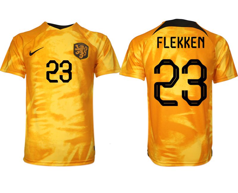 Men 2022 World Cup National Team Netherlands home aaa version yellow #23 Soccer Jersey->netherlands(holland) jersey->Soccer Country Jersey